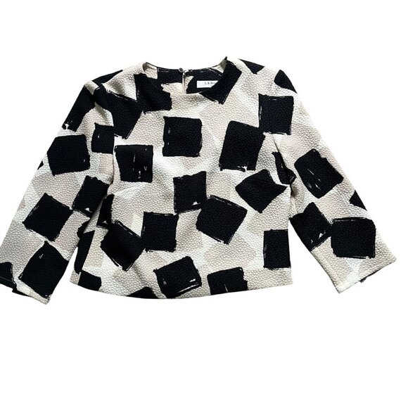 L.K. Bennett Tops - L.K. Bennett Nadine Textured Top Women's Size 4 Black Cream Office Work Evening
